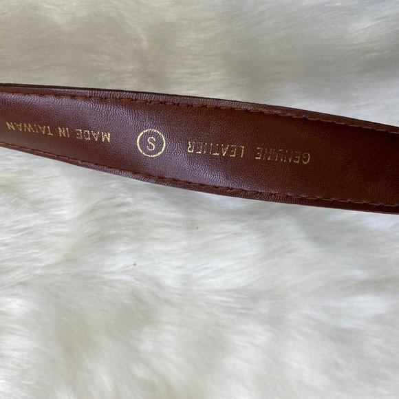 Brown Genuine Leather Textured Belt Silver Tone Buckle 34" Total Made in Taiwan - Picture 6 of 8